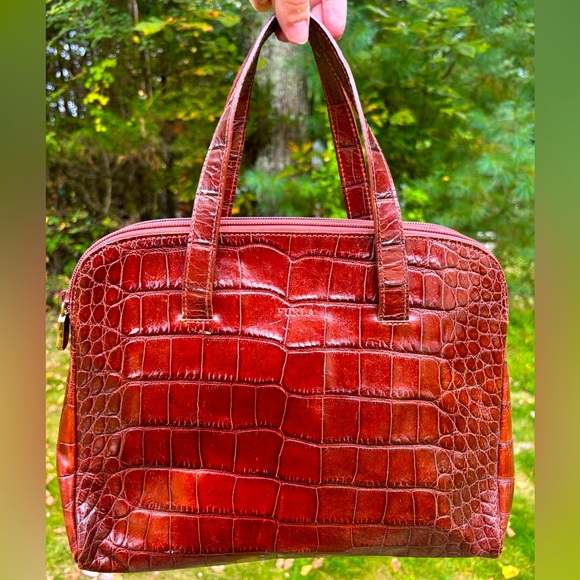 Furla Croc Embossed Shoulder Bag Vintage - Picture 1 of 16